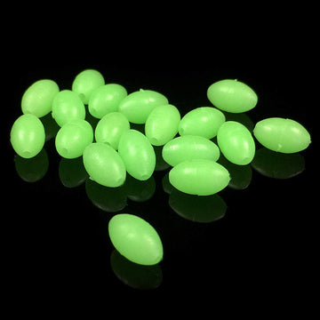 Close-up of green and yellow glow beads with center hole