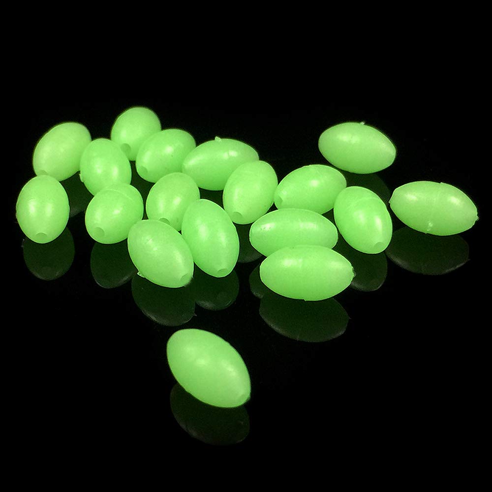 Close-up of green and yellow glow beads with center hole