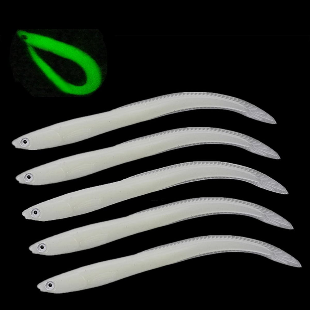 OriGlam 5pcs Soft Luminous Eel Lures - 14 cm each with 3D eyes