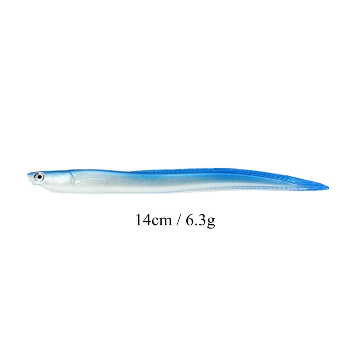 Eel lure showcasing kicking action and tail design