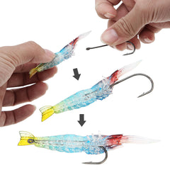 Detailed bionic eyes on silicone shrimp lure