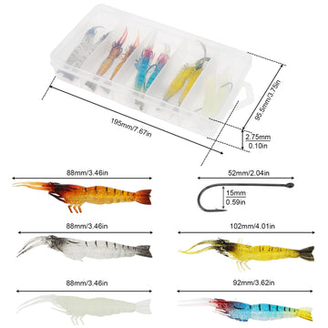 Sharp hook tip and offset point on shrimp lure