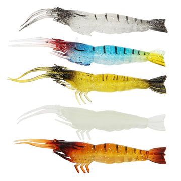 Assorted color variations of OriGlam soft shrimp lures
