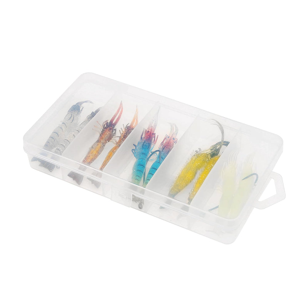 All nine OriGlam soft shrimp lures packaged together