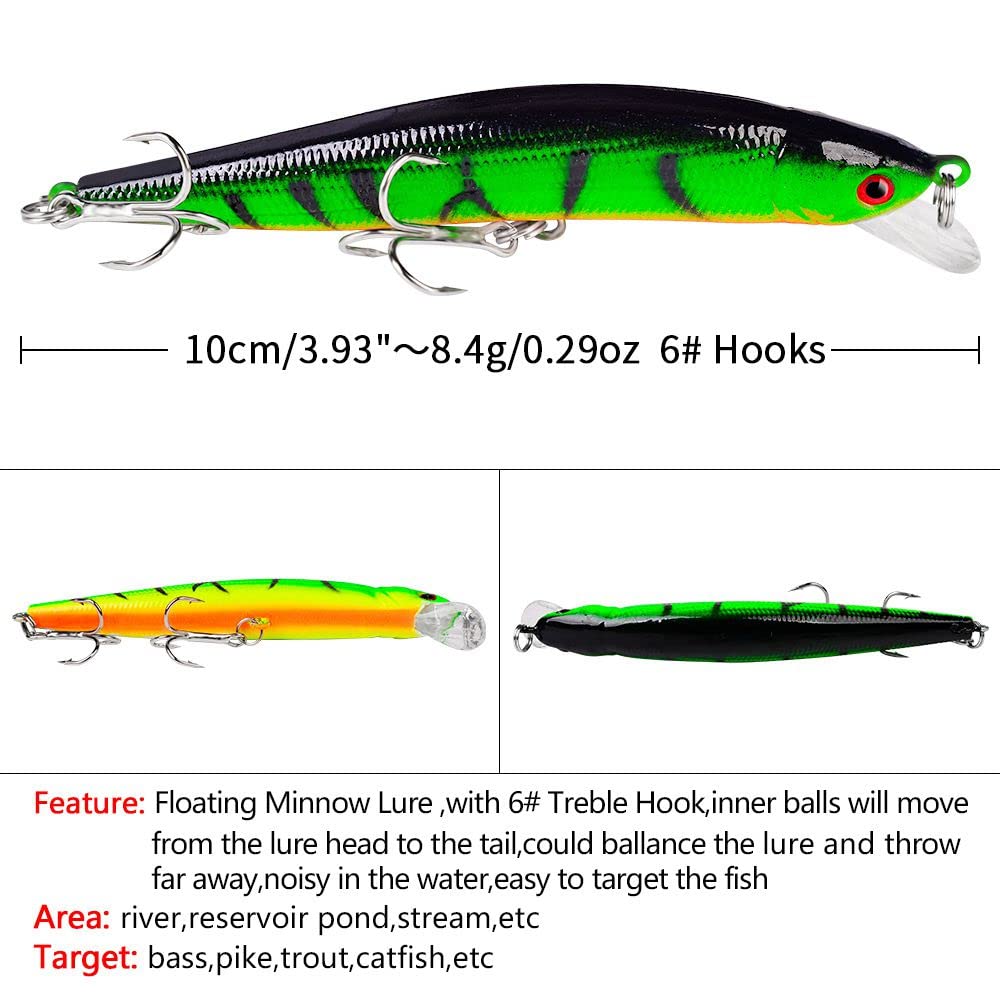 Display of all 10 lures included in the kit