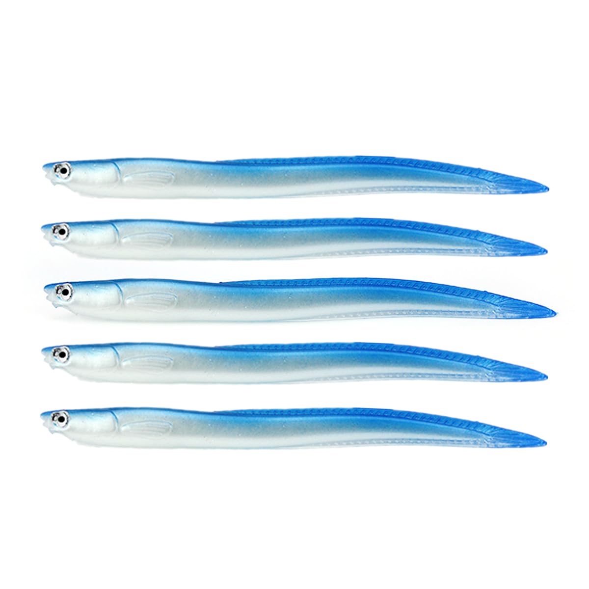 Blue OriGlam eel lure 14 cm showing holographic tail and action