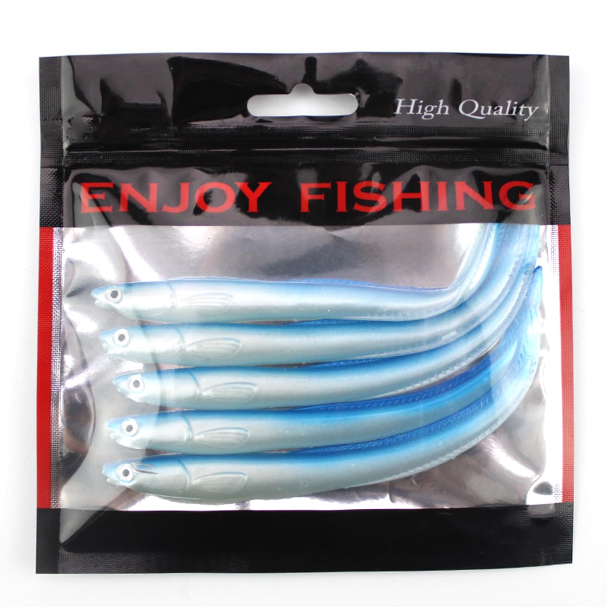 Lures lineup: 5 blue soft eel lures for freshwater and saltwater