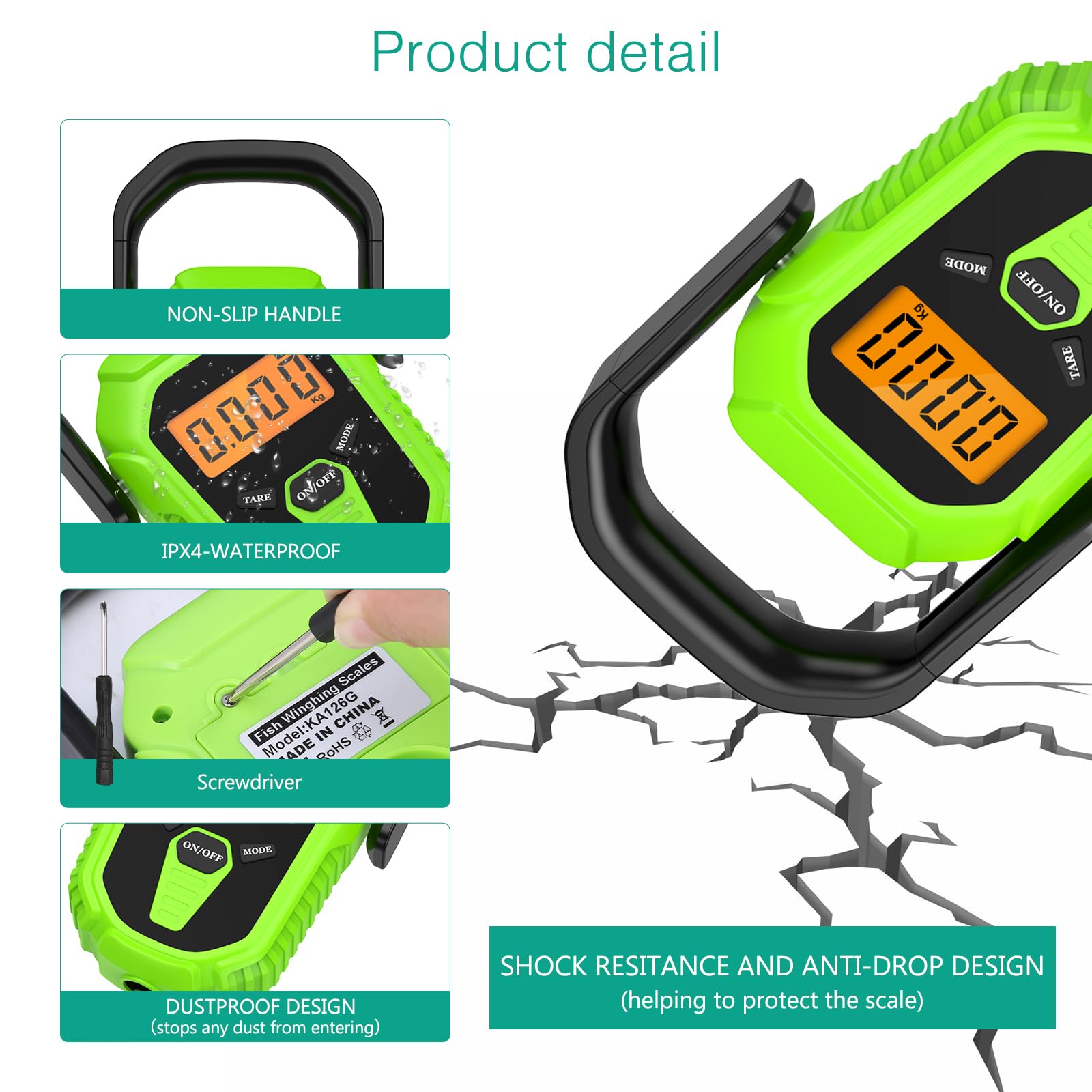 Non-slip ergonomic handle on ORIA scale