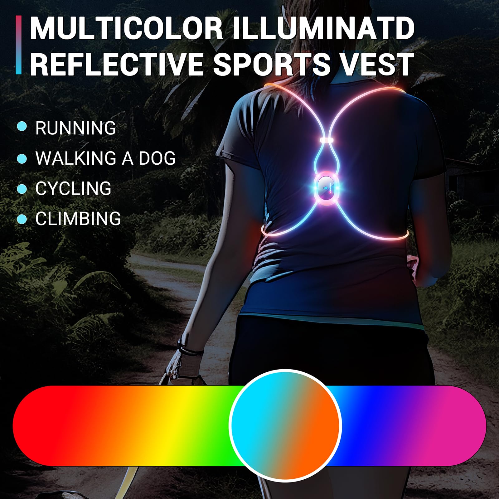 OrigCharge Running Lights Vest back view showing rear illumination for safety at night