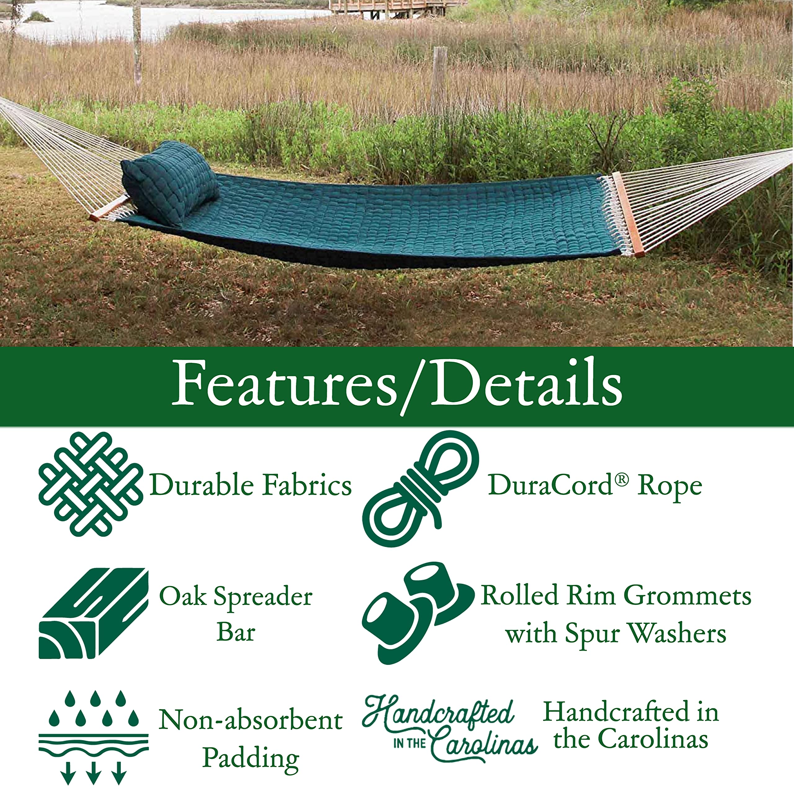Tree hooks installed for secure outdoor setup of Original Pawleys Island hammock