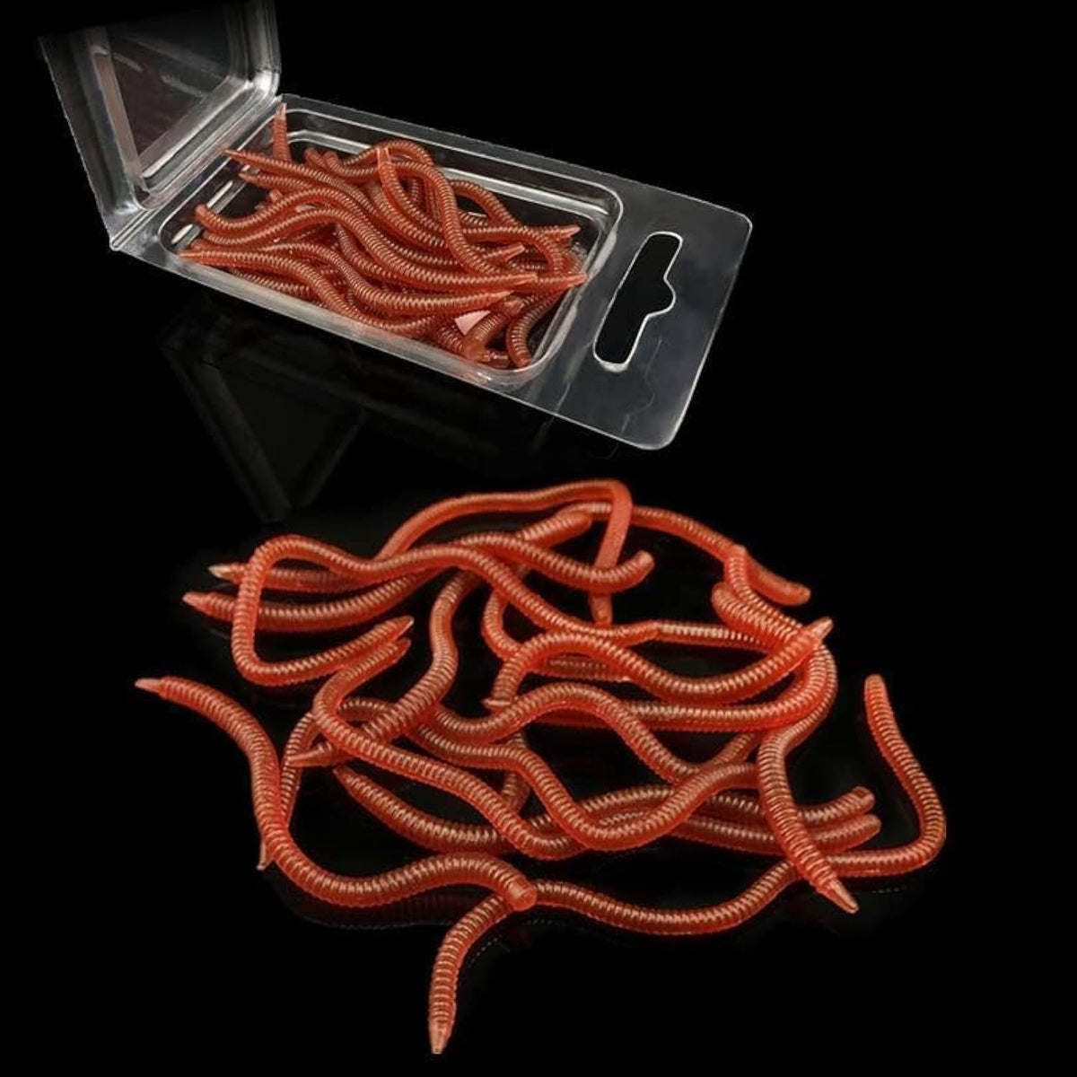 OriGlam 20pcs Bass Fishing Worms in red soft plastic bait