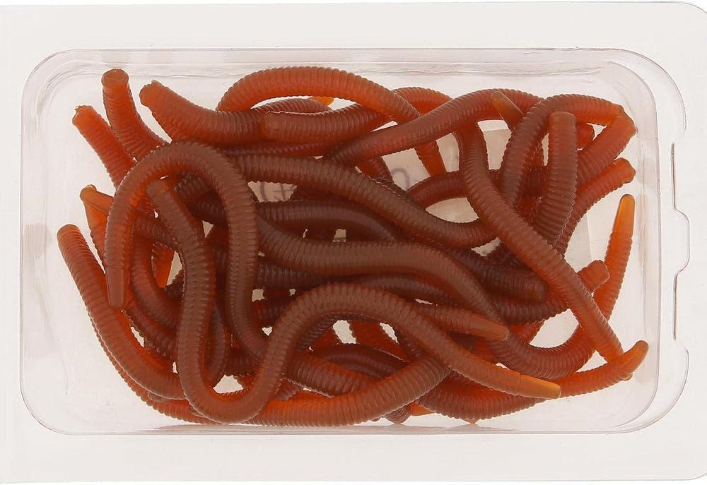 Worm baits attached to fishing hooks for freshwater