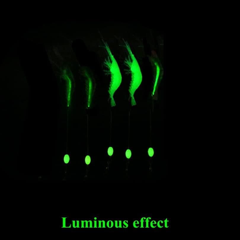 OriGlam 5pcs Soft Luminous Shrimp Lure Set - Blue luminous shrimp lure close-up