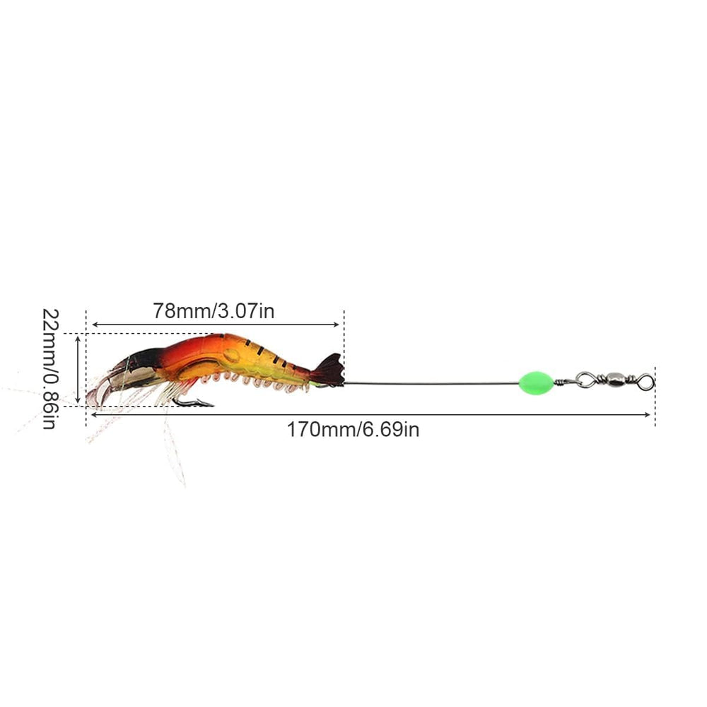 OriGlam 5pcs Soft Luminous Shrimp Lure Set - Yellow luminous shrimp lure close-up