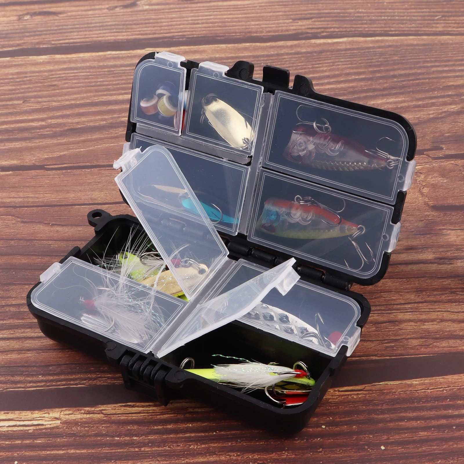 Double-layer tackle box with 9 compartments