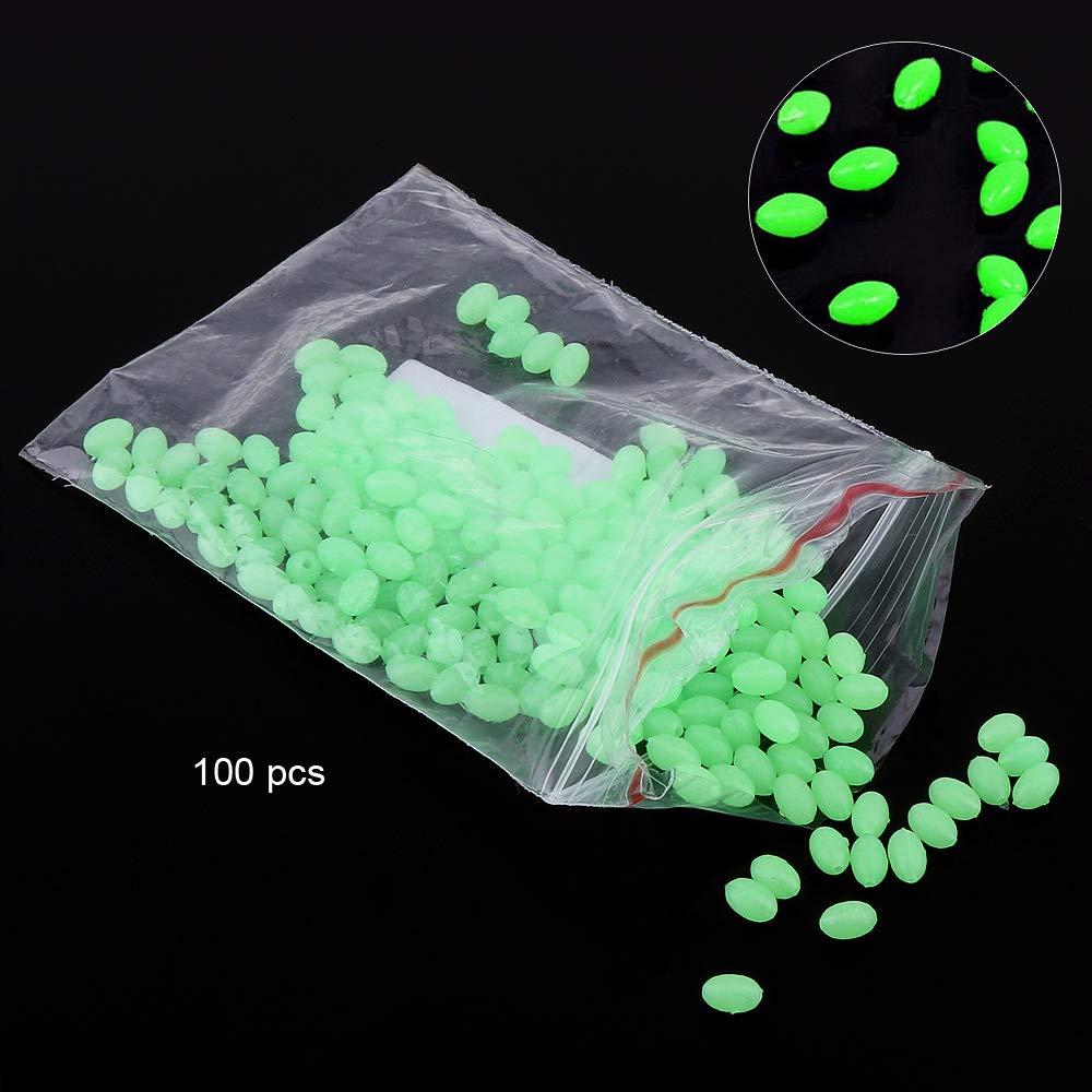 Glow-in-the-dark beads illuminated during night fishing