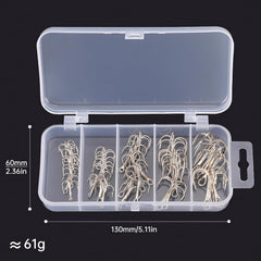 Assorted sizes 2# 4# 6# 8# 10# treble hooks