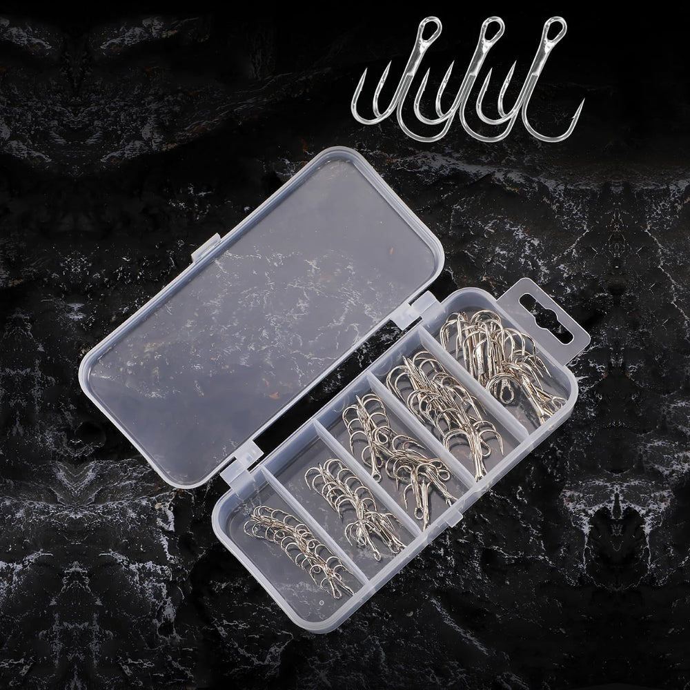 High carbon steel treble hook close-up showing durability