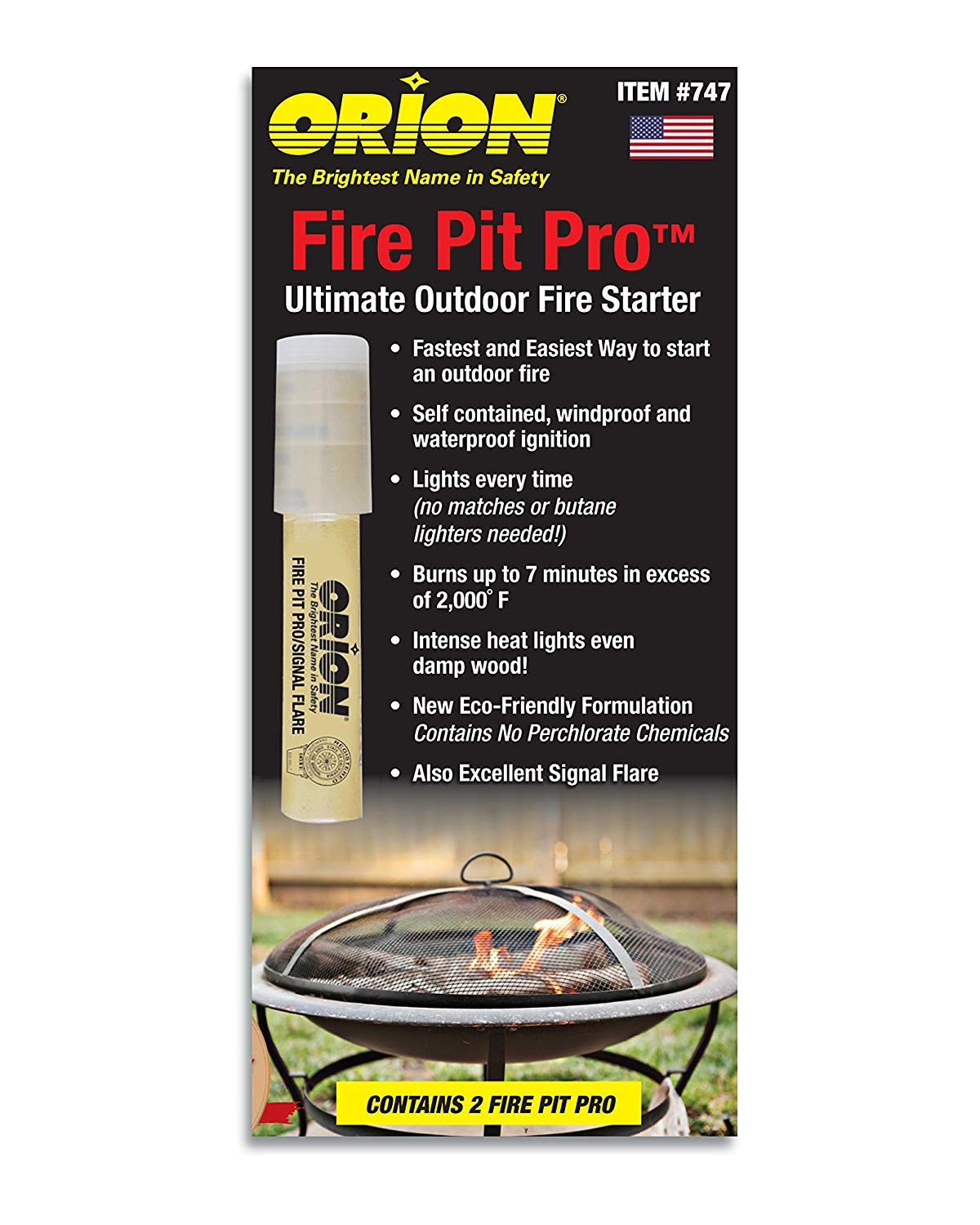 Orion Fire Pit Pro Pack 2 compact ignition for quick camping warmth.