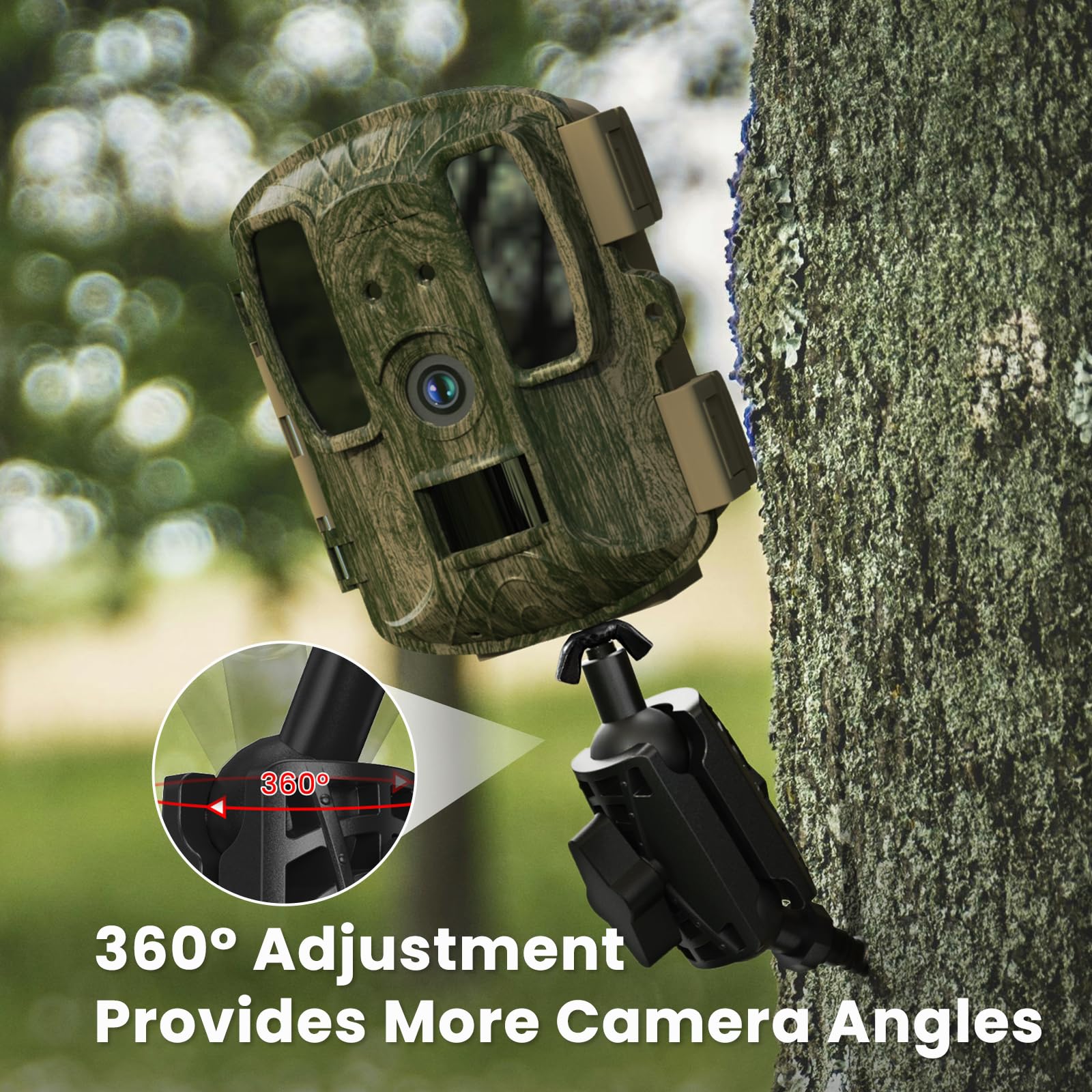 ORIPIK camera mount includes expansion screws for quick tree or fence setup