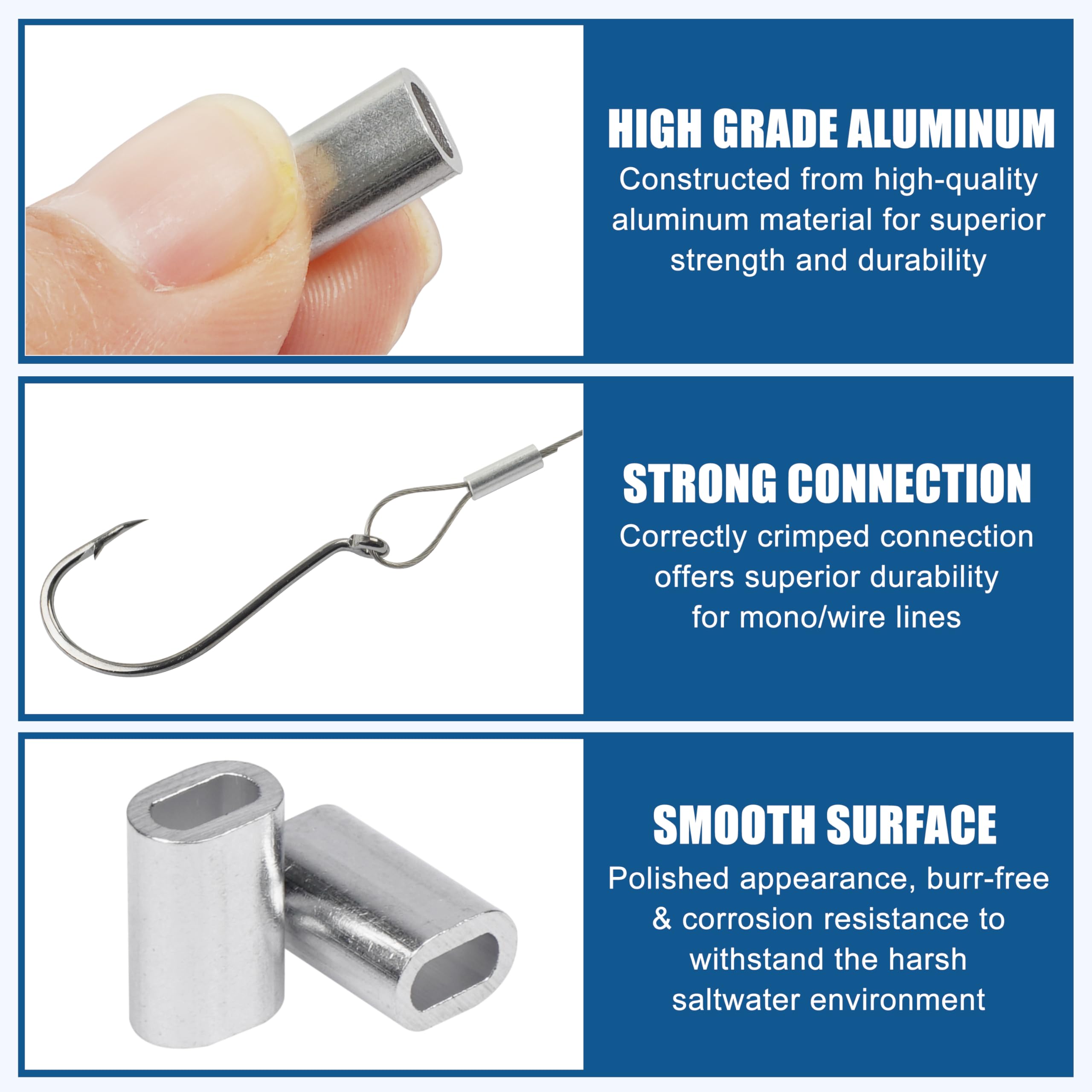 Single barrel oval crimp sleeves for fishing line