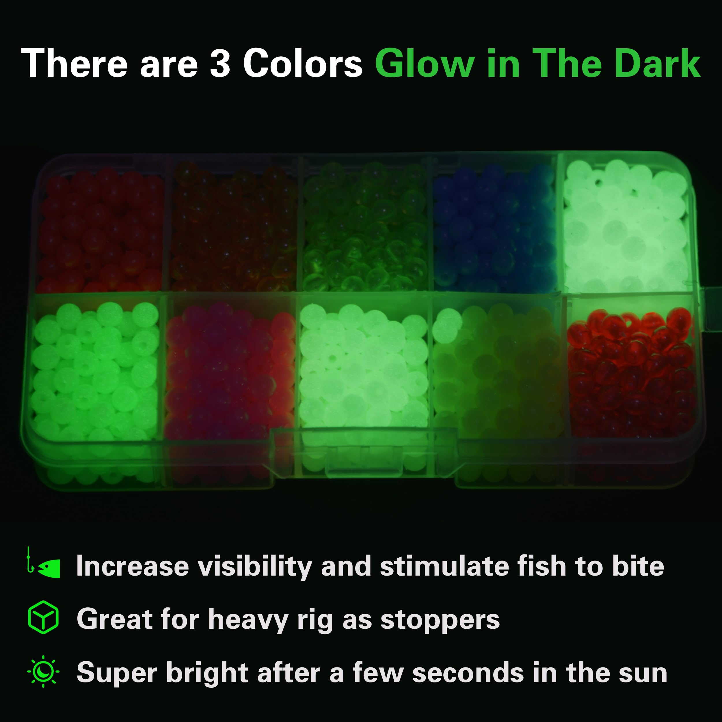 Close-up of 5mm hard plastic fishing beads with 1.5mm holes