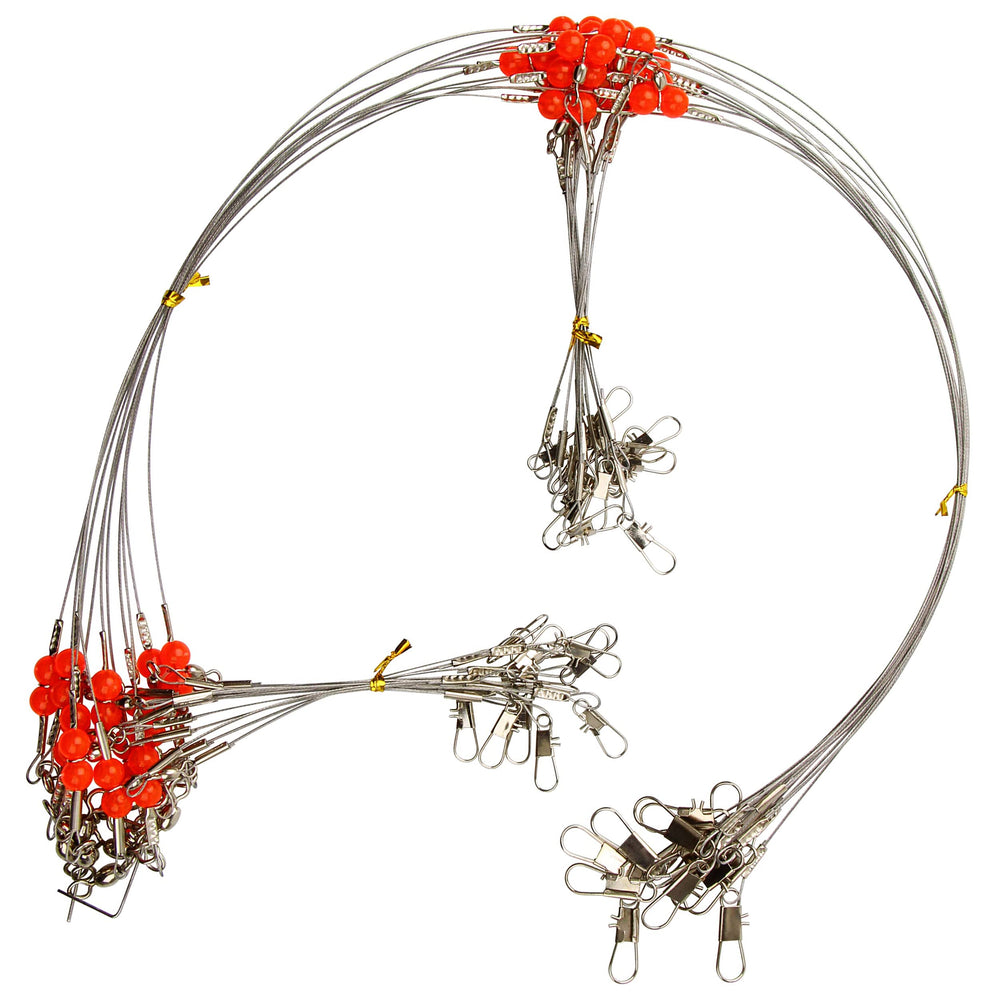 OROOTL 12pc stainless steel fishing leader rigs with swivels and beads