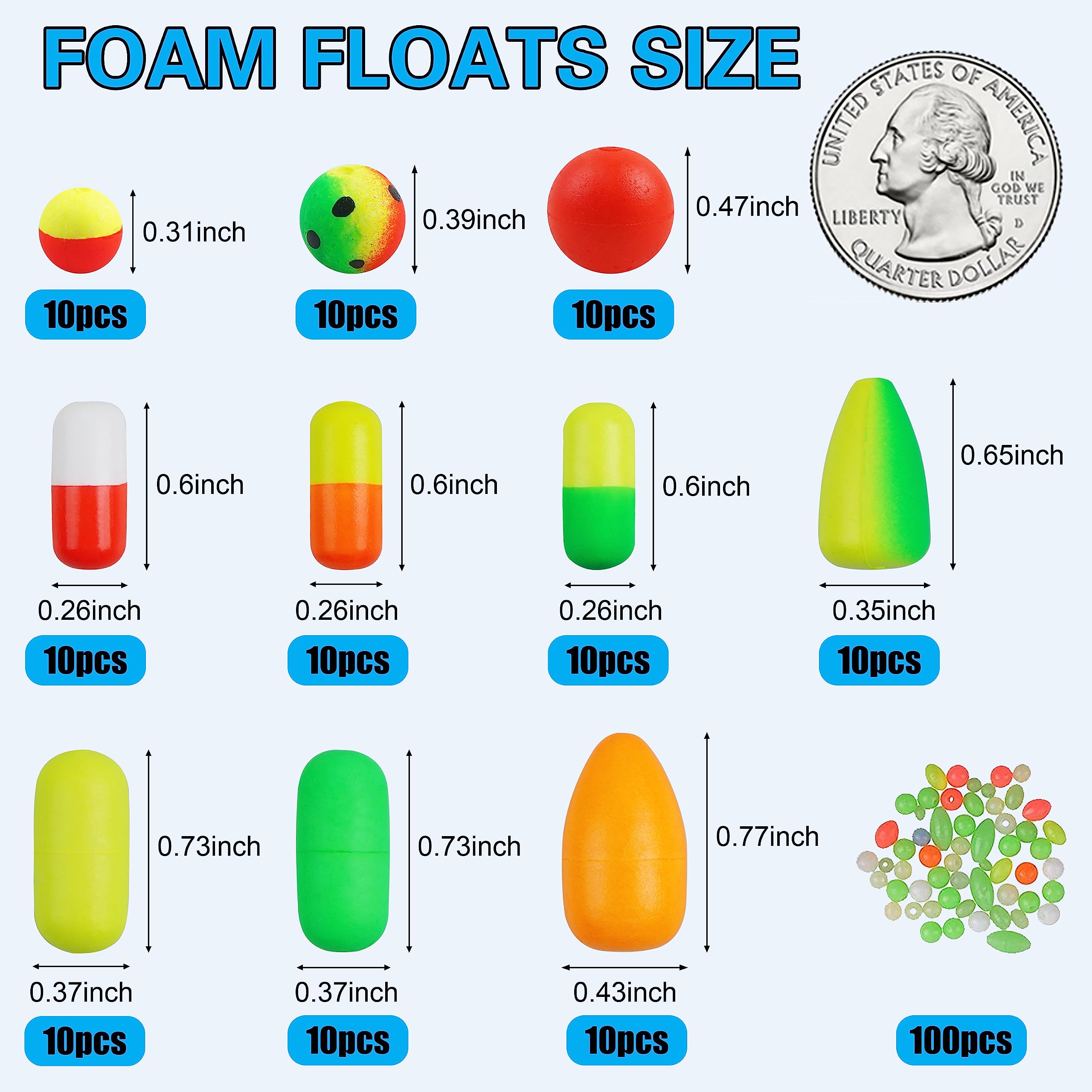 Foam pompano rig floats and fishing beads kit