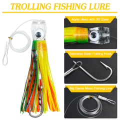 OROOTL saltwater lure with 3D eyes adds realism to attract game fish.