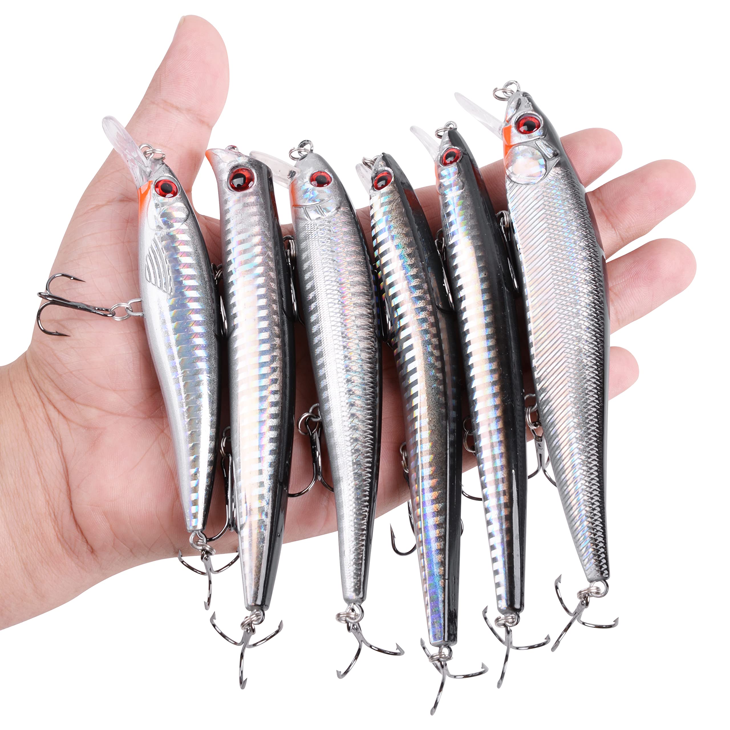 Lures designed for striped bass, salmon, trout and pike