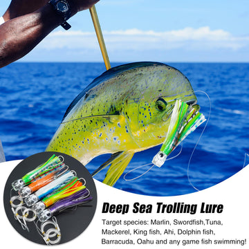 OROOTL saltwater lure pre rigged with 6/0 hook and long leader for quick setup.