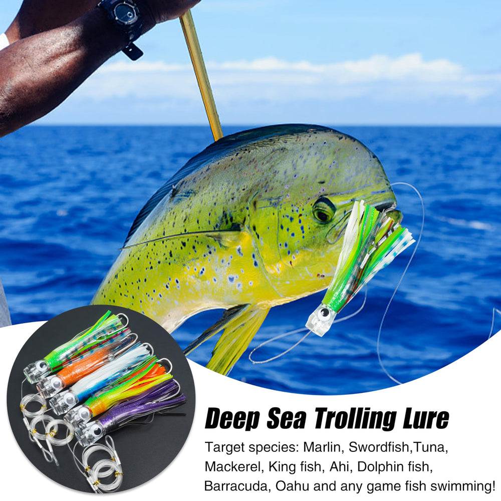 OROOTL saltwater lure pre rigged with 6/0 hook and long leader for quick setup.