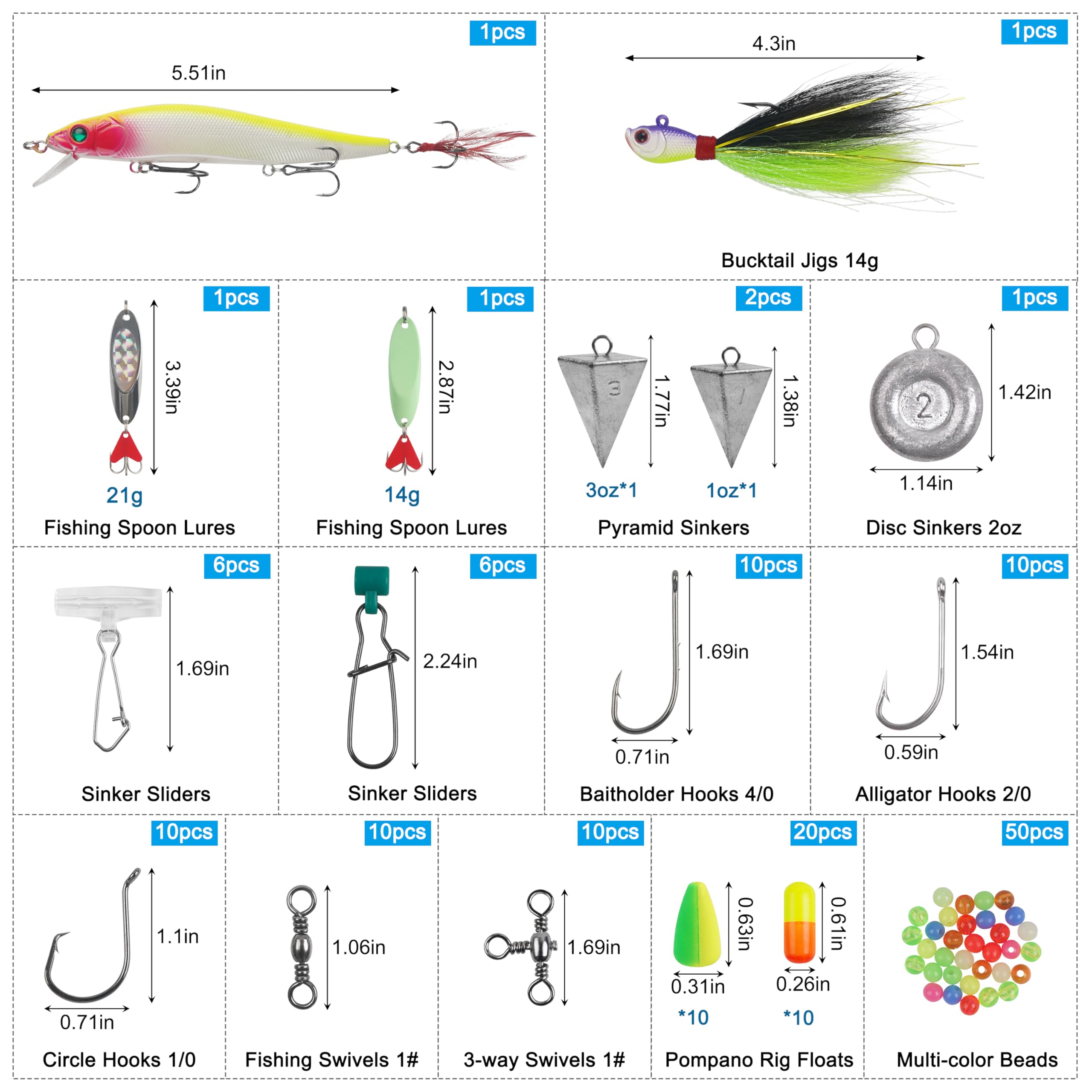 Close-up of 12 fishing leaders included in the kit