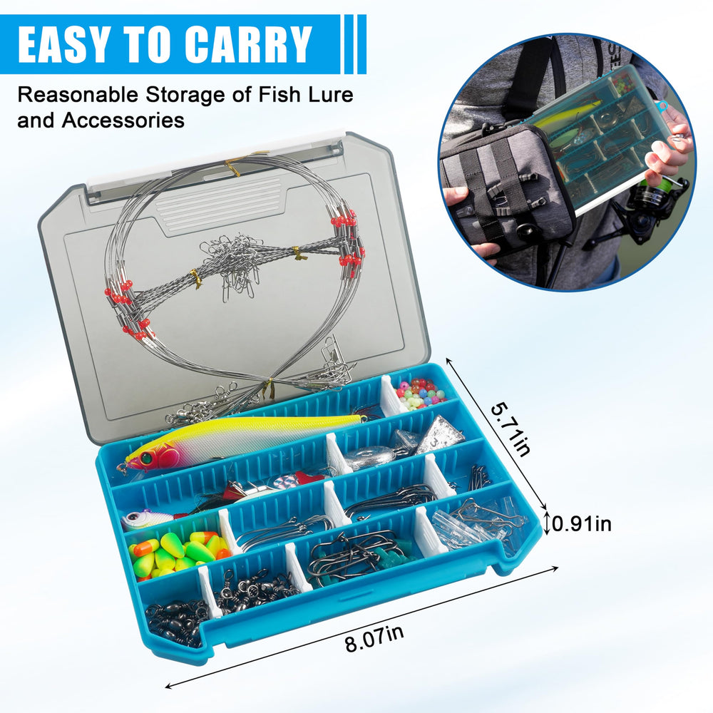 Compact portable tackle box ready for storage and travel
