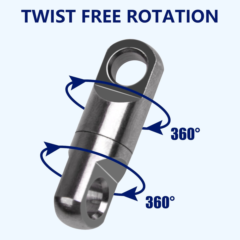 Small and large swivel sizes with test ratings 250kg and 280kg