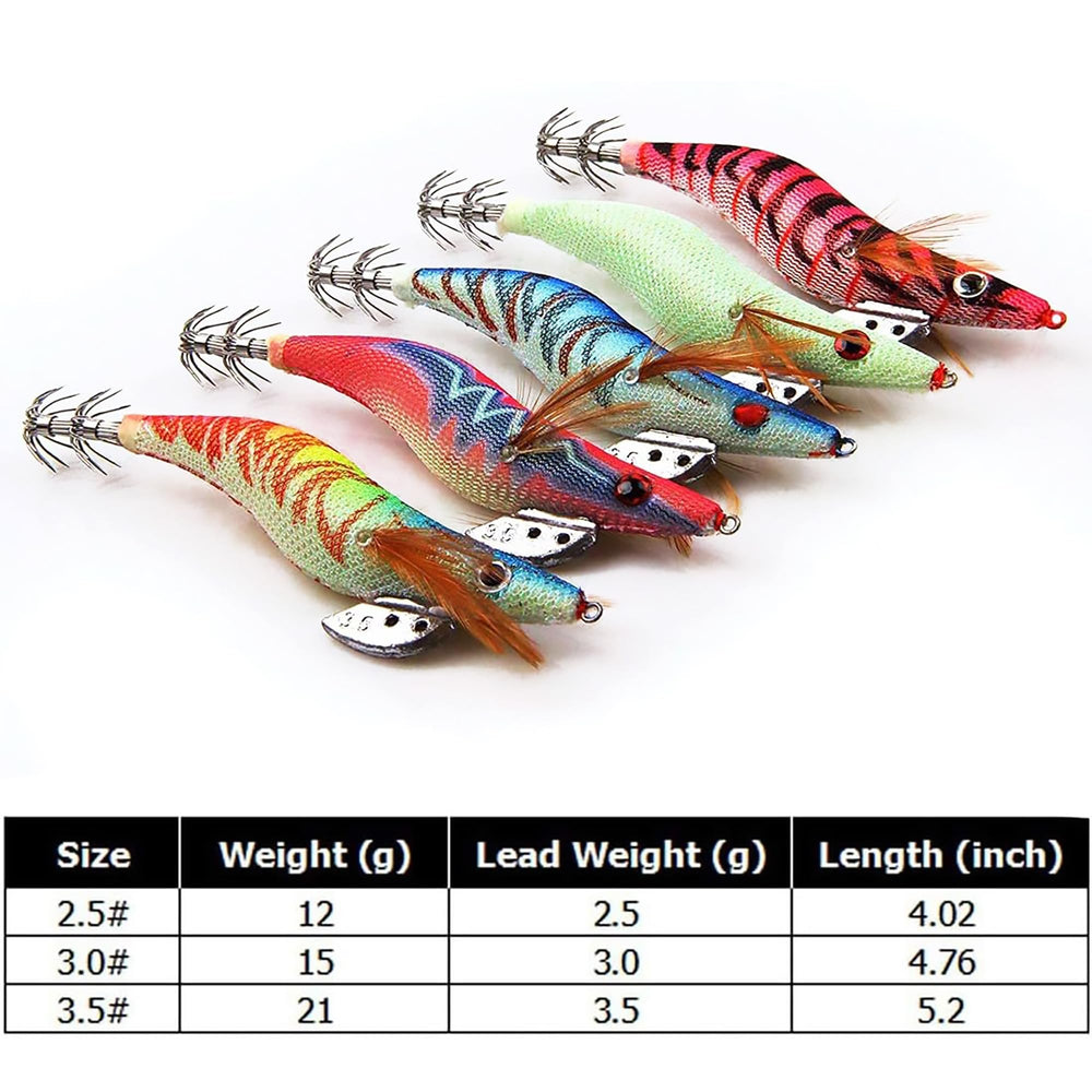 Realistic 3D fish eyes and vivid flash fabric on squid jigs