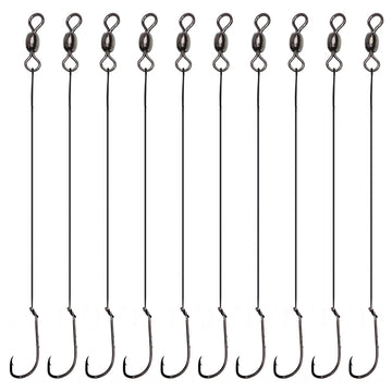 OROOTL wire leader rig with snelled hooks and 11.8 inch leader