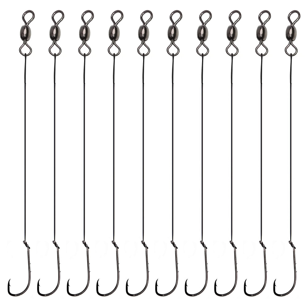 OROOTL wire leader rig with snelled hooks and 11.8 inch leader