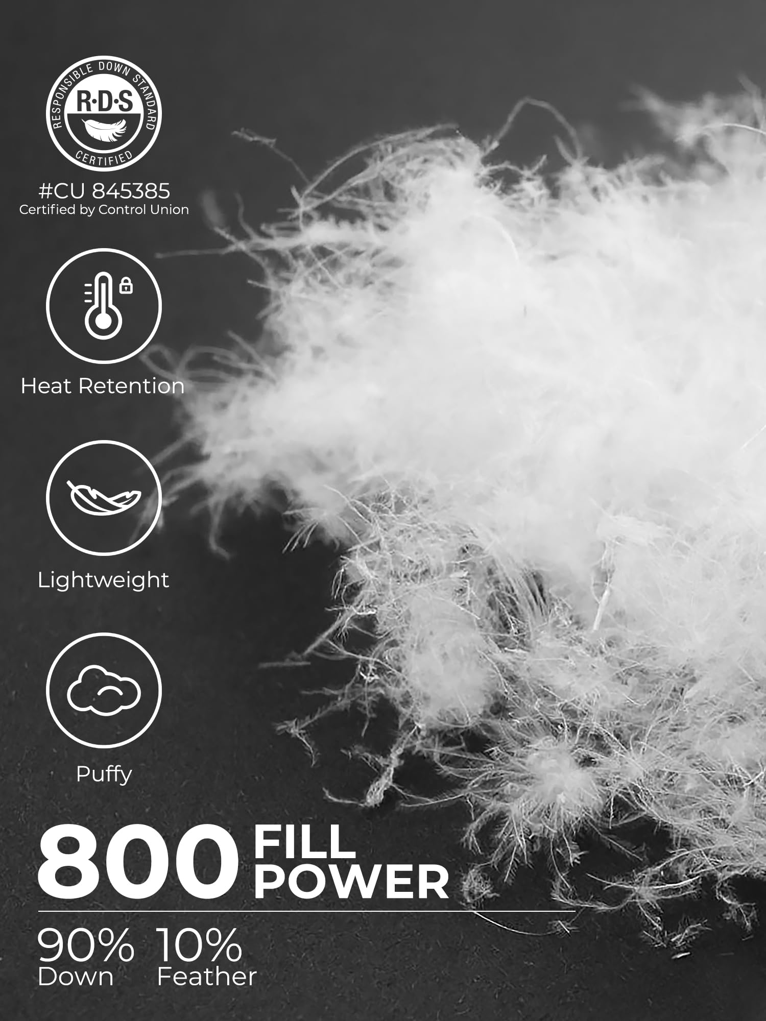 ORORO 800-fill down insulation detail demonstrates warmth-to-weight efficiency