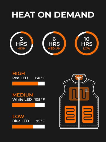 ORORO heated-down vest back view highlighting slim silhouette with all-day warmth.