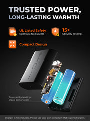 ORORO heated hand warmer muff pocket-detail reveals external storage for essentials.