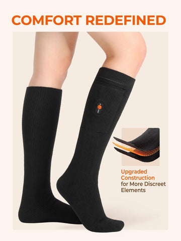 ORORO heated socks battery-pack view in jet black, ready for long-lasting warmth on the go.