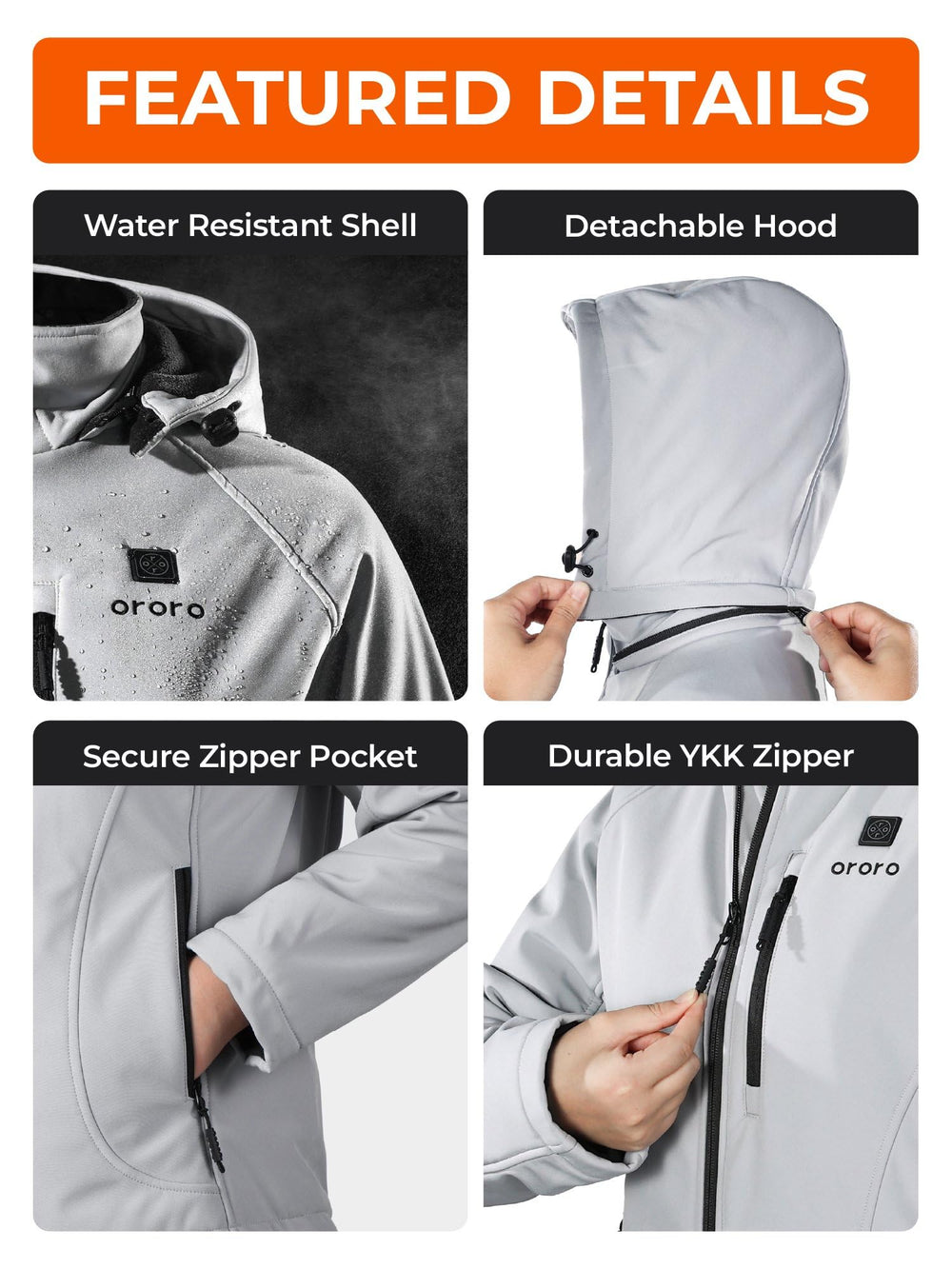ORORO machine-washable heated jacket designed for 50+ wash cycles.