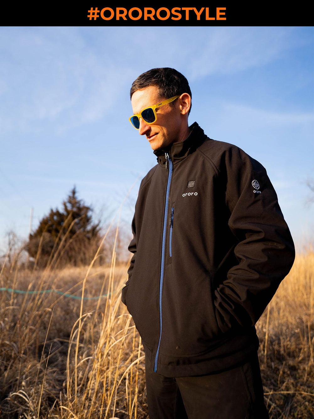 ORORO jacket collar-heat zone highlights neck warmth during chilly mornings