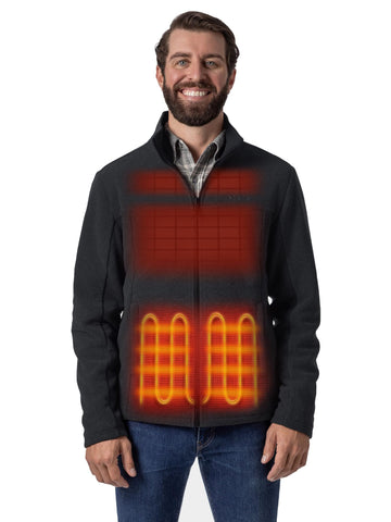 ORORO men's 4-zone heated fleece jacket front view for all-day warmth during outdoor activities
