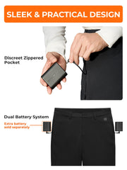ORORO heated pants back pocket detail demonstrates secure storage during activities.