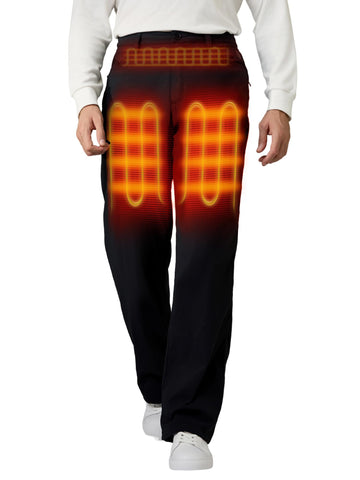 ORORO men's heated pants front view offering casual fit and on-the-go warmth.