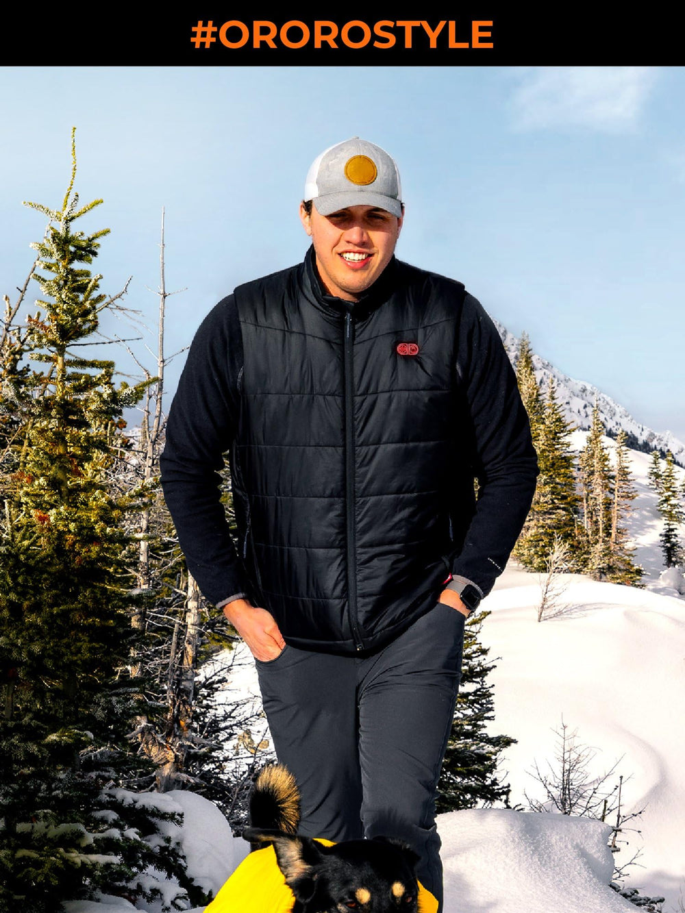 ORORO men's heated vest weather-resistant fabric close-up showcases durable material.