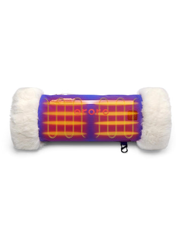 ORORO heated hand warmer pouch in blue, front view, for cold outdoor comfort.