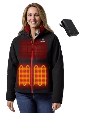ORORO upgraded battery women's heated jacket front view warms chilly commutes.